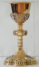 Solid silver gilt antique French Gothic Chalice.